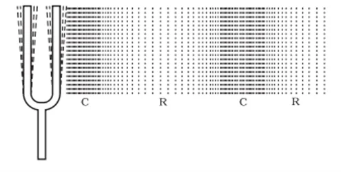 Sound waves in air showing compressions and rarefactions
