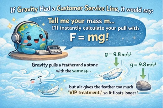 Gravity customer service F=mg illustration