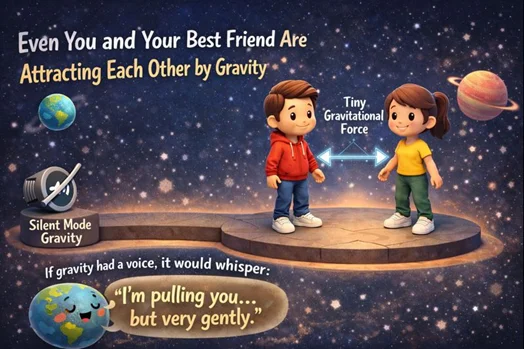 Two friends attracting each other by gravity illustration